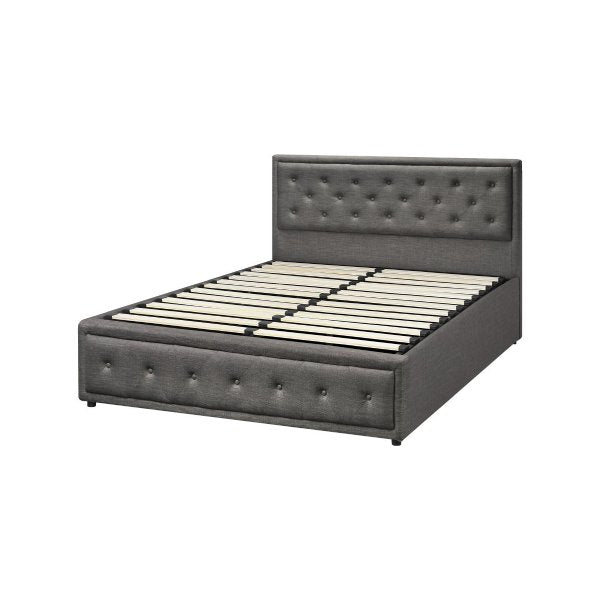 King Single Bed Frame with Storage Space Gas Lift Grey