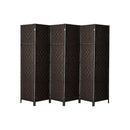 6 Panel Room Divider Privacy Screen Brown