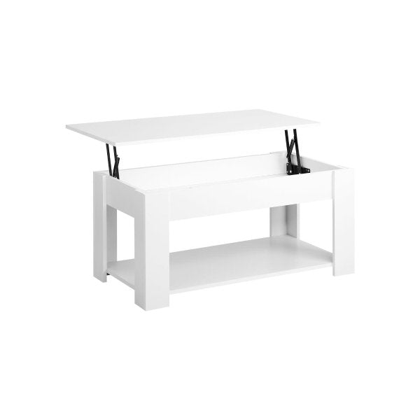 Coffee Table with Lift Up Top Storage Space Wooden White