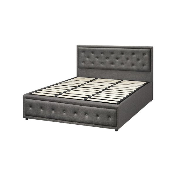 King Single Bed Frame with Storage Space Gas Lift Grey