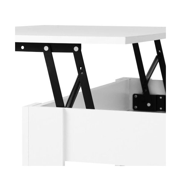 Coffee Table with Lift Up Top Storage Space Wooden White