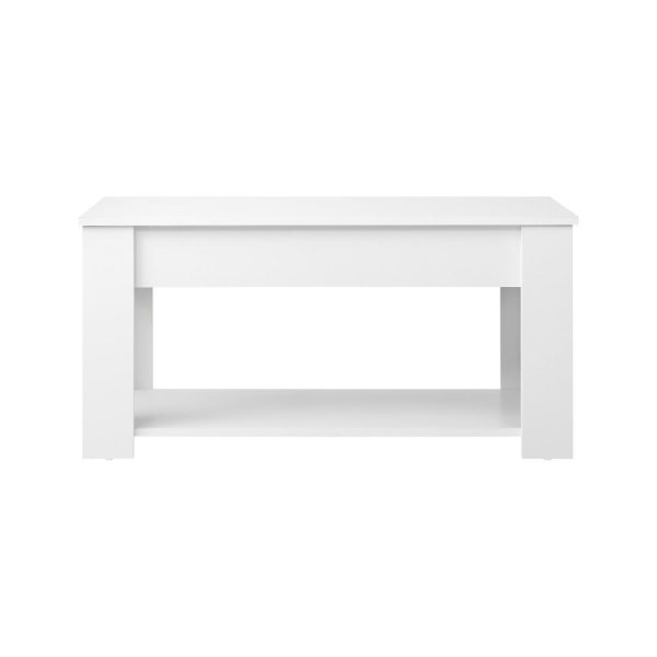 Coffee Table with Lift Up Top Storage Space Wooden White