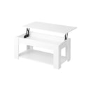 Coffee Table with Lift Up Top Storage Space Wooden White