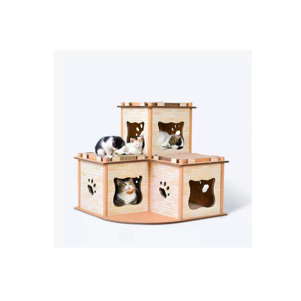 Cat Cardboard House Tower Condo Scratcher Pet Post Pad Mat Furniture