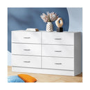 6 Chest of Drawers Aluminum Handles White