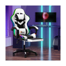 Led Gaming Chair With Massage Pu Leather Adjustable 160Kg Capacity