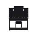 Dressing Table Stool Set With 10 Bulbs Mirror Black