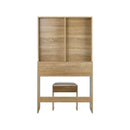 Dressing Table Stool Set Makeup Mirror 10 LED Bulbs Wooden