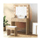 Dressing Table Stool Set Makeup Mirror 10 LED Bulbs Wooden
