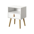 Bedside Tables with Leather Handle White