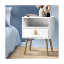 Bedside Tables with Leather Handle White