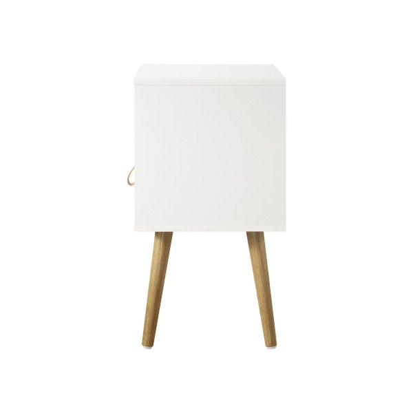 Bedside Tables with Leather Handle White