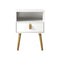 Bedside Tables with Leather Handle White