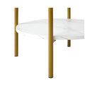 Round Coffee Table 2 Tier Marble Top Metal Gold Frame