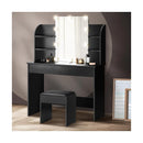 Dressing Table Stool Set With 10 Bulbs Mirror Black