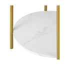 Round Coffee Table 2 Tier Marble Top Metal Gold Frame