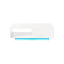 Coffee Table Led High Gloss Storage Drawer White