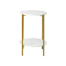 Round Coffee Table 2 Tier Marble Top Metal Gold Frame