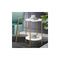 Bed Frame RGB LED Queen Size Wooden Grey Fabric