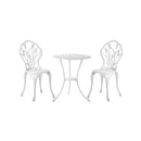 3 PCS Outdoor Furniture Set Chairs&Table White