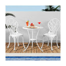 3 PCS Outdoor Furniture Set Chairs&Table White