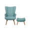 Armchair with Footstool Fabric Blue