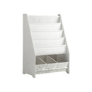 4-tier Kids Storage Rack with 3 Boxes White