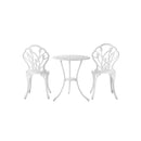 3 PCS Outdoor Furniture Set Chairs&Table White