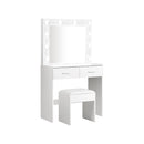 Dressing Table Stool Set Makeup Mirror 10 LED Bulbs White