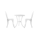3 PCS Outdoor Furniture Set Chairs&Table White