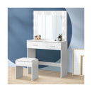 Dressing Table Stool Set Makeup Mirror 10 LED Bulbs White