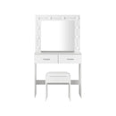 Dressing Table Stool Set Makeup Mirror 10 LED Bulbs White