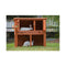 Double Storey Rabbit Guinea Pig Ferret Hutch With Pull Out Tray Brown