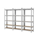 4x Warehouse Storage Rack 5-tier 1.5m Silver