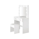 Dressing Table Stool Set Makeup Mirror 10 LED Bulbs White