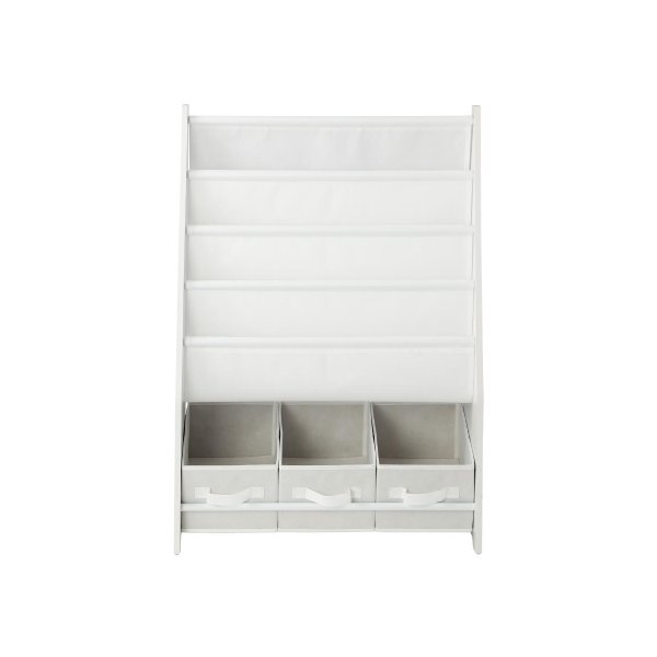 4-tier Kids Storage Rack with 3 Boxes White
