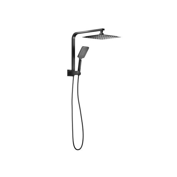 10" Rain Shower Head Set Square 3-Mode Gooseneck Black