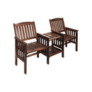 Outdoor Wooden Chair 2 Seat&Table Loveseat Charcoal