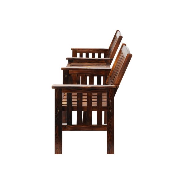 Outdoor Wooden Chair 2 Seat&Table Loveseat Charcoal