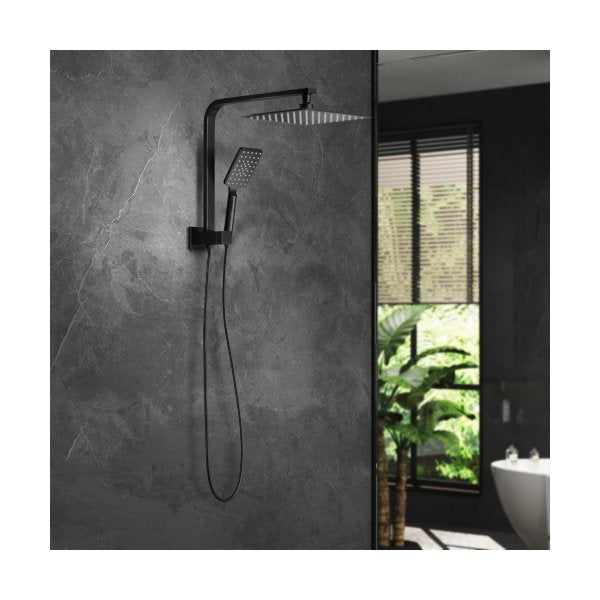 10" Rain Shower Head Set Square 3-Mode Gooseneck Black