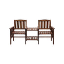 Outdoor Wooden Chair 2 Seat&Table Loveseat Charcoal