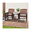 Outdoor Wooden Chair 2 Seat&Table Loveseat Charcoal