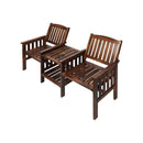 Outdoor Wooden Chair 2 Seat&Table Loveseat Charcoal