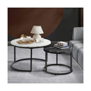 Set of 2 Coffee Table Round Nesting White & Black