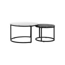 Set of 2 Coffee Table Round Nesting White & Black