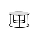Set of 2 Coffee Table Round Nesting White & Black