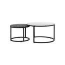 Set of 2 Coffee Table Round Nesting White & Black