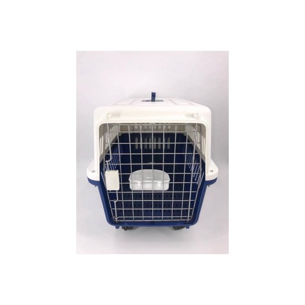 Navy Xxl Pet Carrier Cage With Tray Bowl And Removable Wheels
