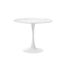 90Cm Dining Table Marble Tulip Shape White