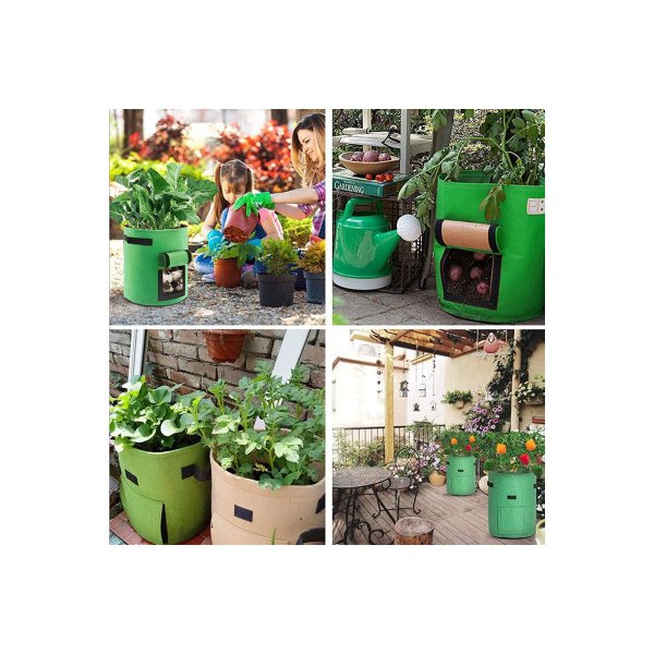 5 Pack 5 Gallon Plant Grow Bag Potato Pots With Handles Garden Planter